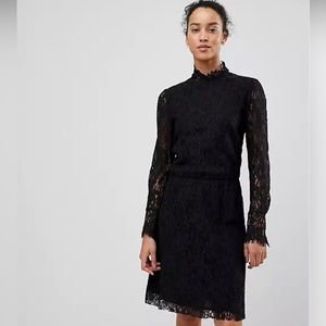 NWT SEE U SOON ASOS Dress Women's High Neck Black Lace Long Sleeve Sz 1 SMALL